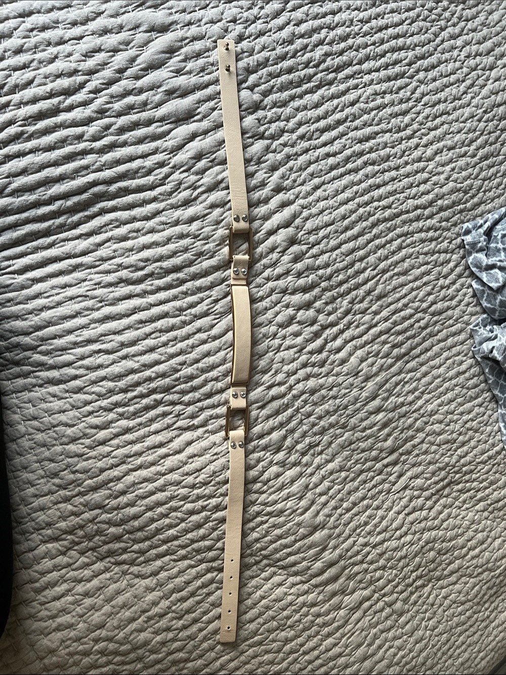 Marciano Beige Leather Belt with Gold Hardware